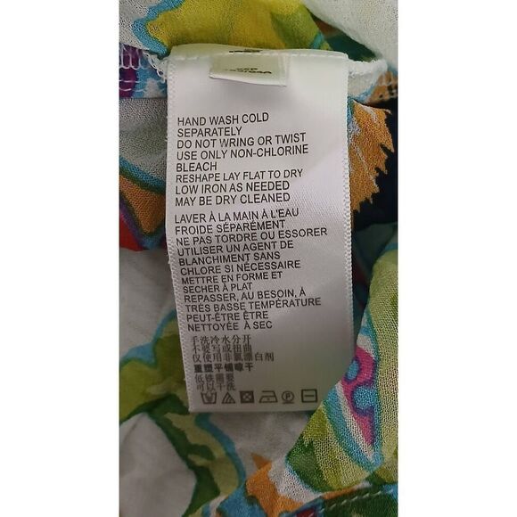 Maeve womens medium off shoulder green paisley 100% viscose silk top sheer - Picture 8 of 8